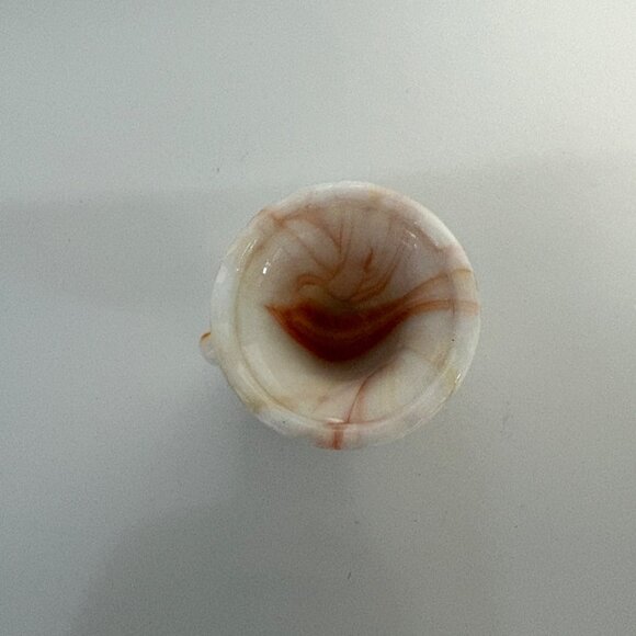 NYC Vogue Merc Milk Glass Slag Orange White Cornucopia Toothpick Holder Vase VTG - Picture 6 of 7